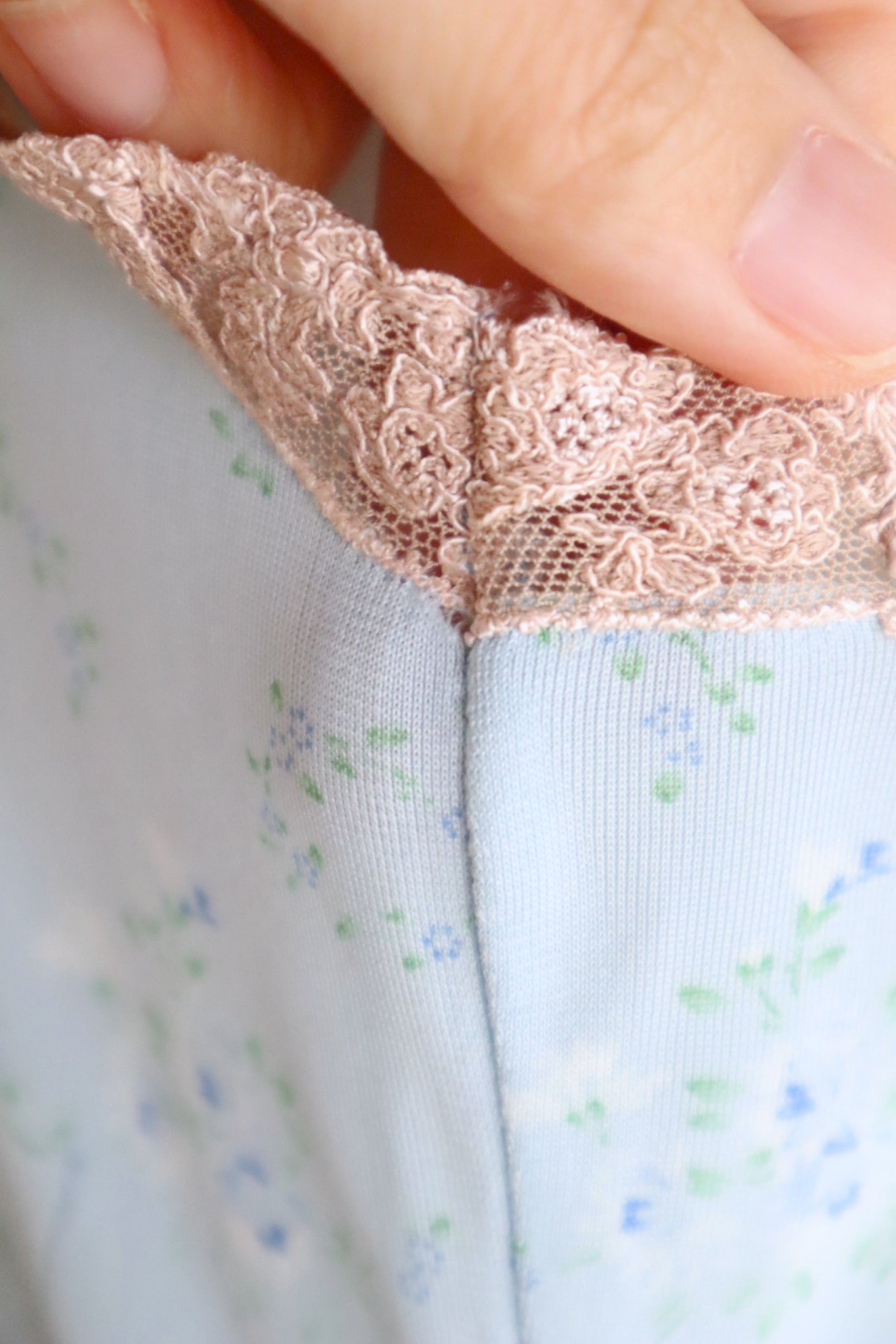 1930s Blue Floral Rayon Dress