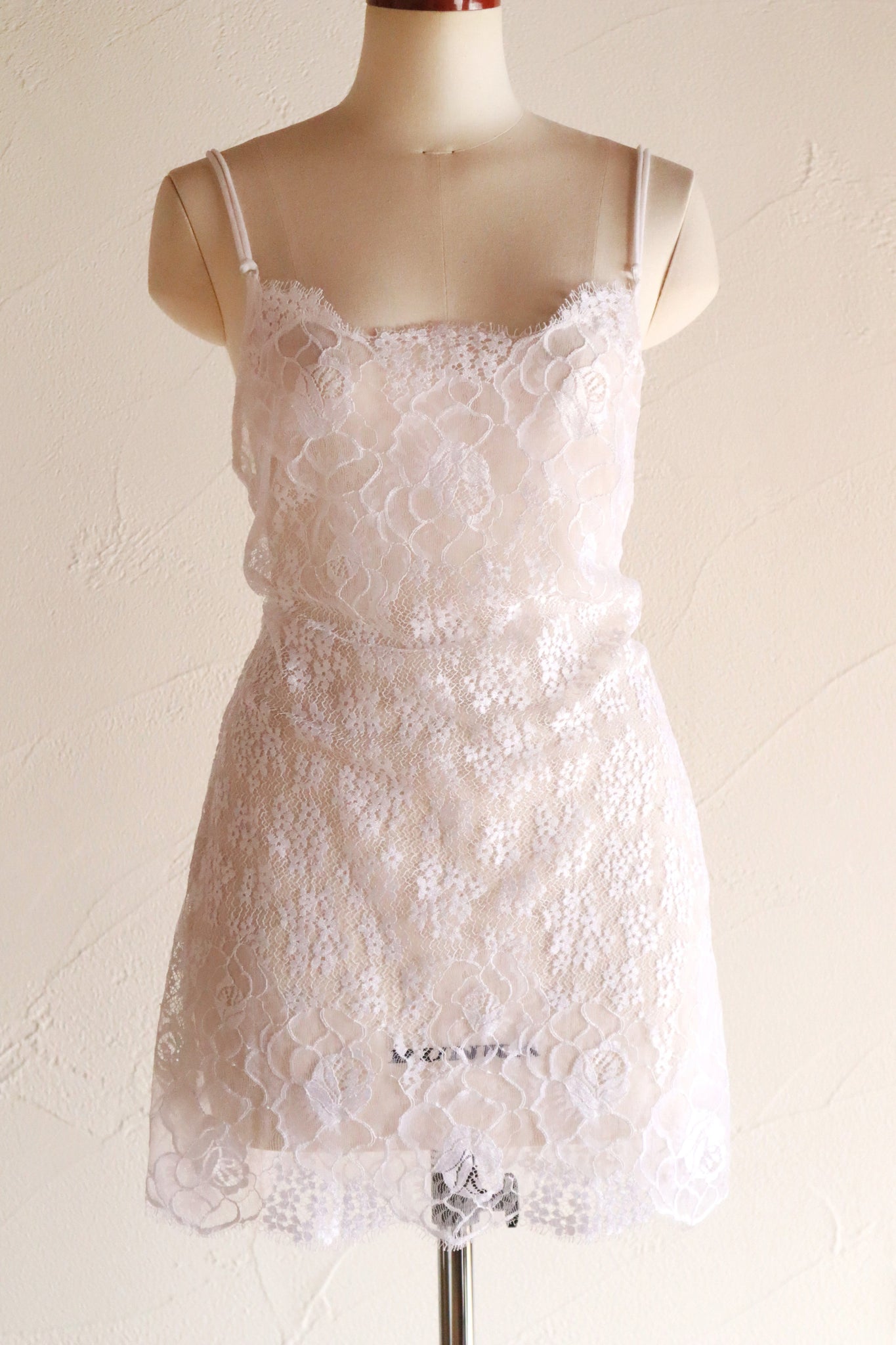 80s White Sheer Lace Camisole