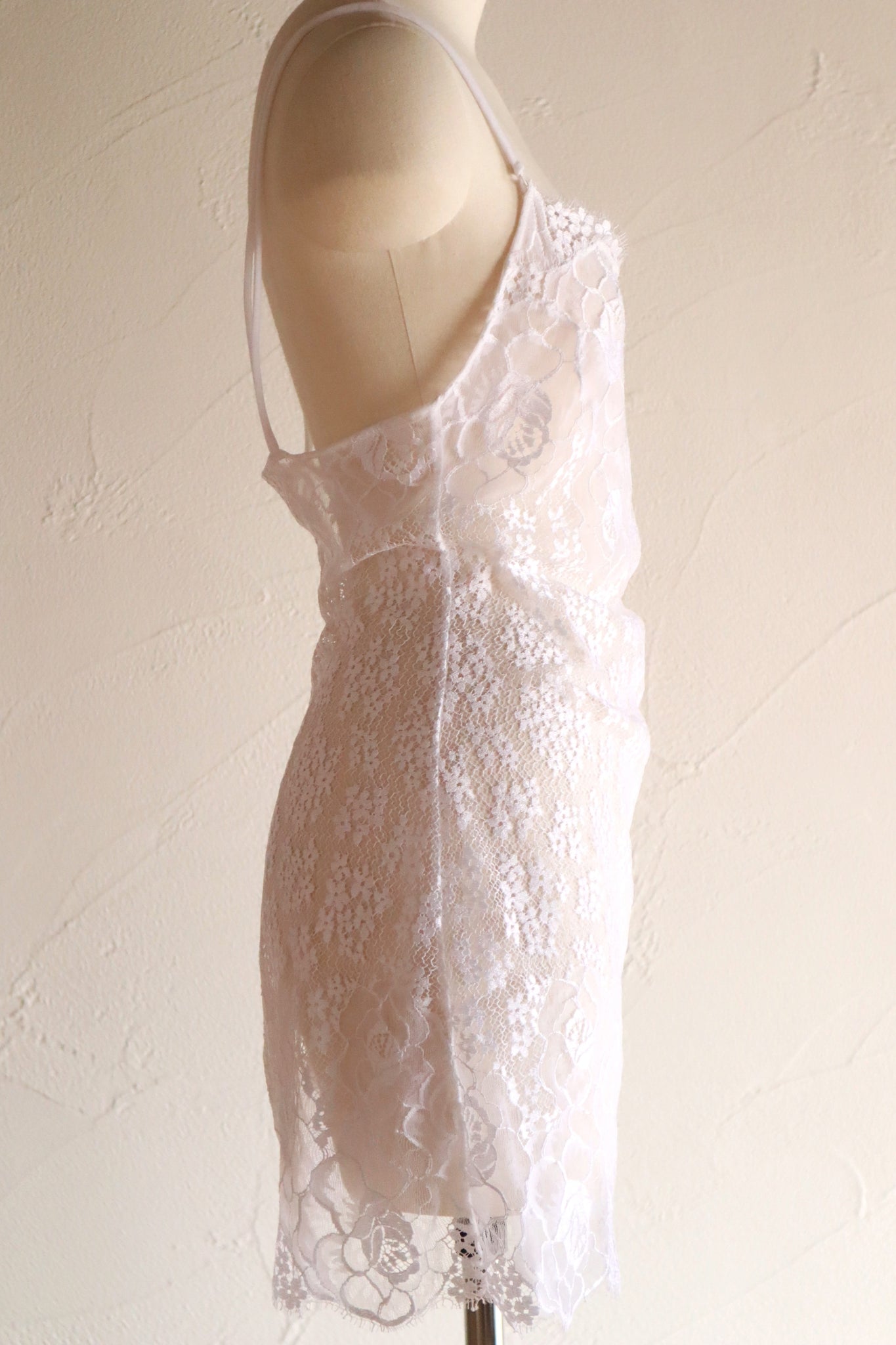 80s White Sheer Lace Camisole