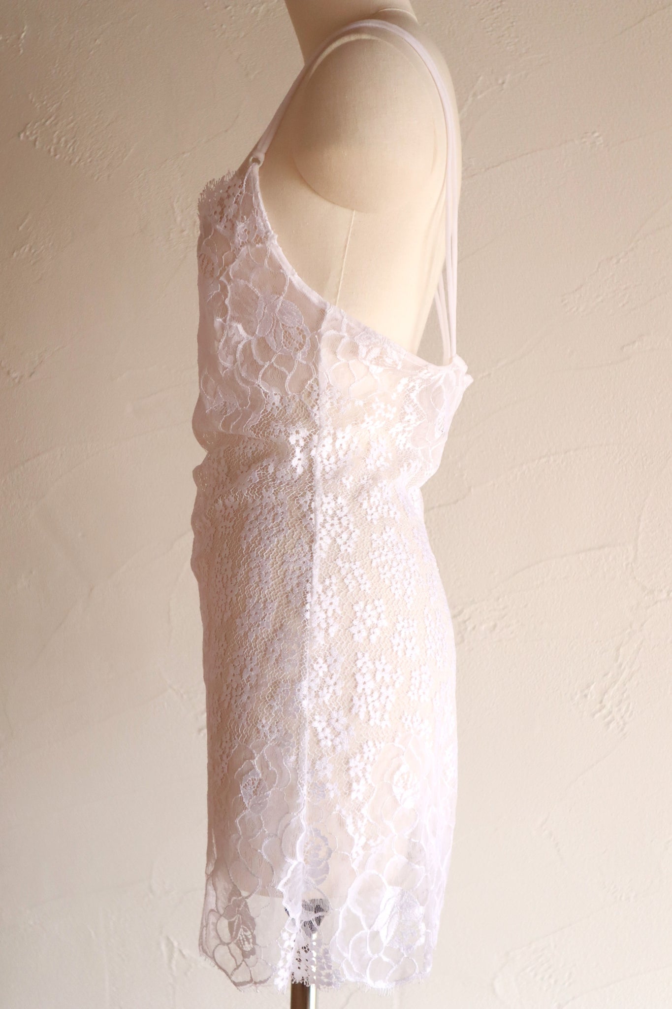80s White Sheer Lace Camisole
