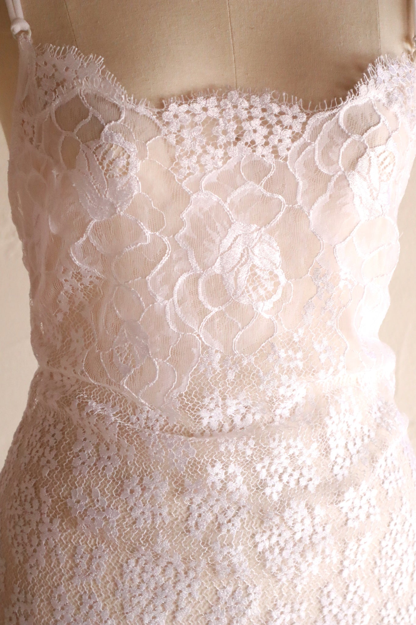 80s White Sheer Lace Camisole