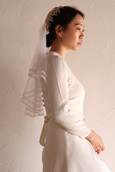 1950s–60s French Floral Crown Wedding Veil