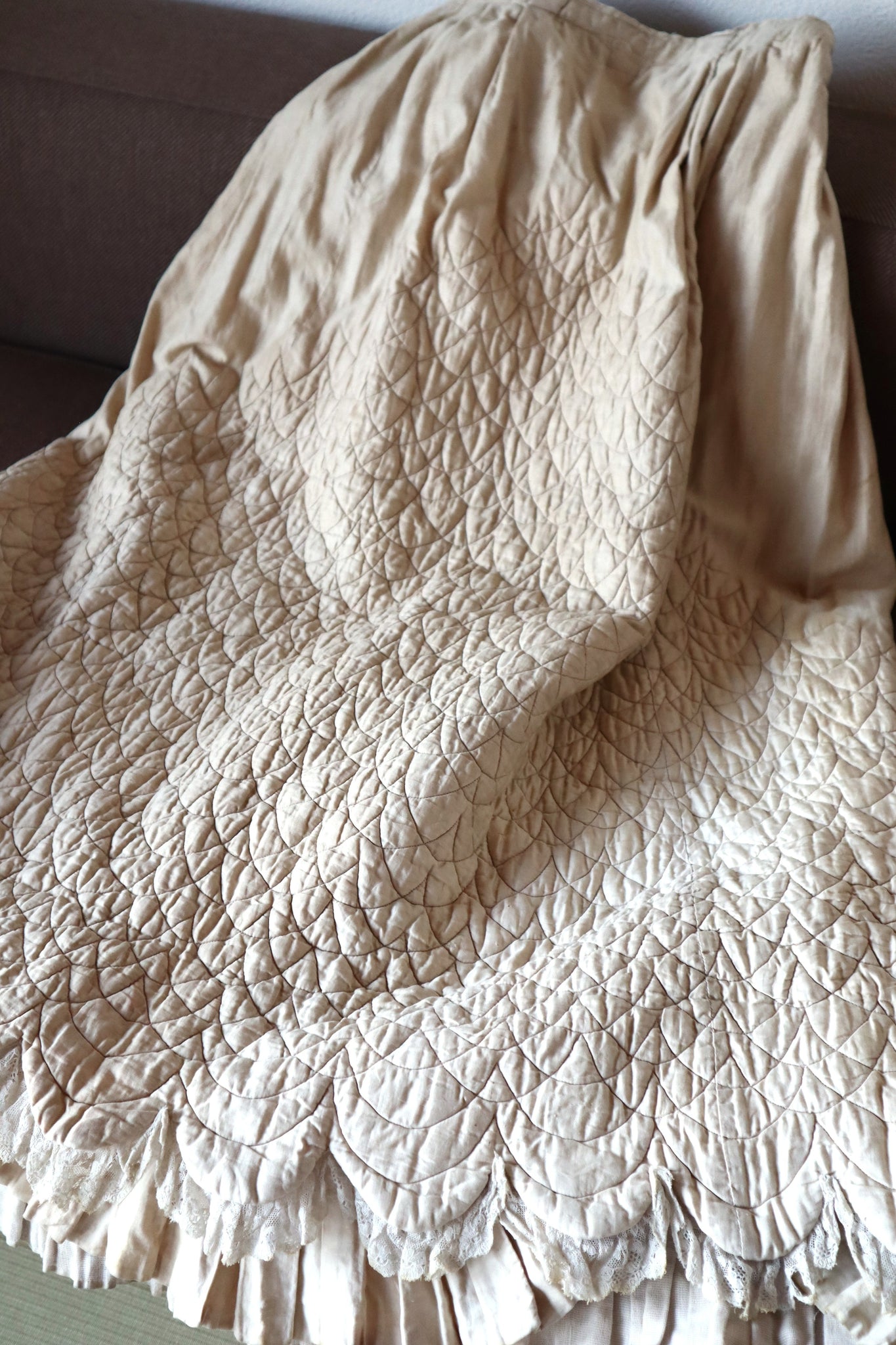 1870s–1880s Victorian Quilted Cotton Petticoat