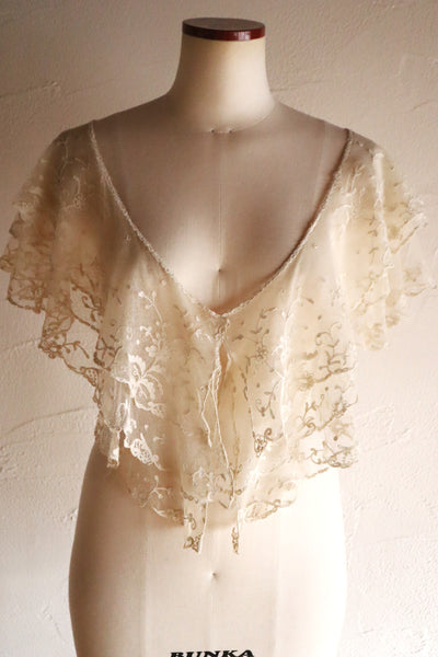 1900s Edwardian English Tambour Lace Yoke