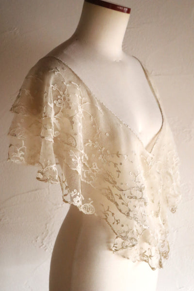 1900s Edwardian English Tambour Lace Yoke