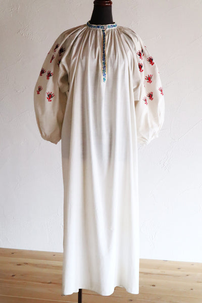 1920s Ukrainian Hand-Embroidered Cotton Sorochka Dress