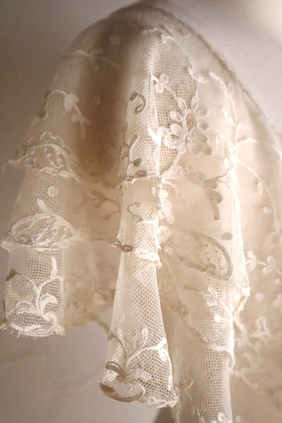 1900s Edwardian English Tambour Lace Yoke