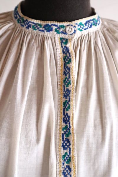 1920s Ukrainian Hand-Embroidered Cotton Sorochka Dress