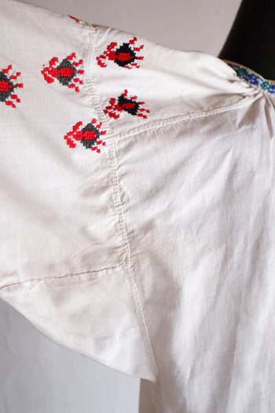 1920s Ukrainian Hand-Embroidered Cotton Sorochka Dress