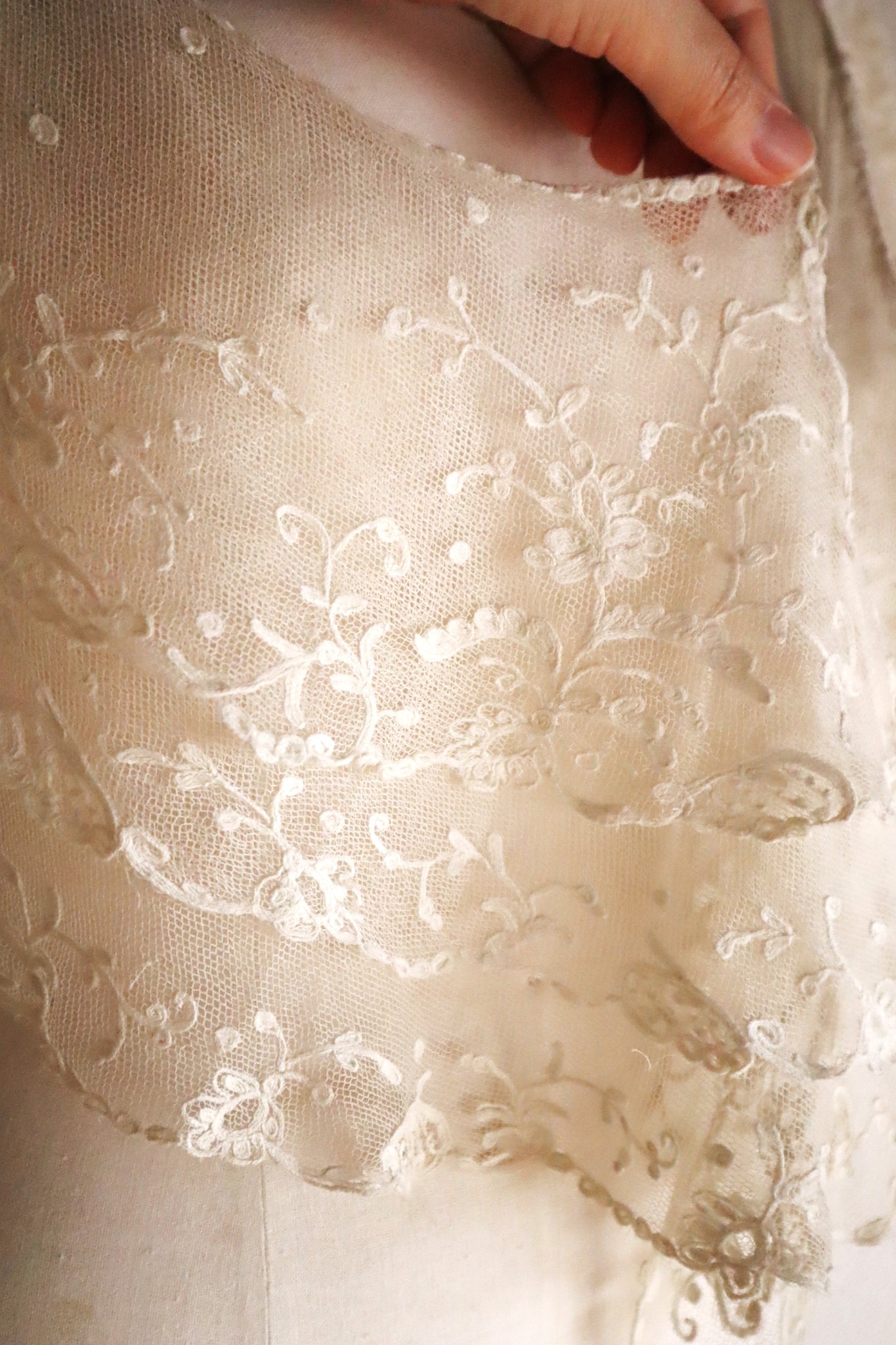 1900s Edwardian English Tambour Lace Yoke