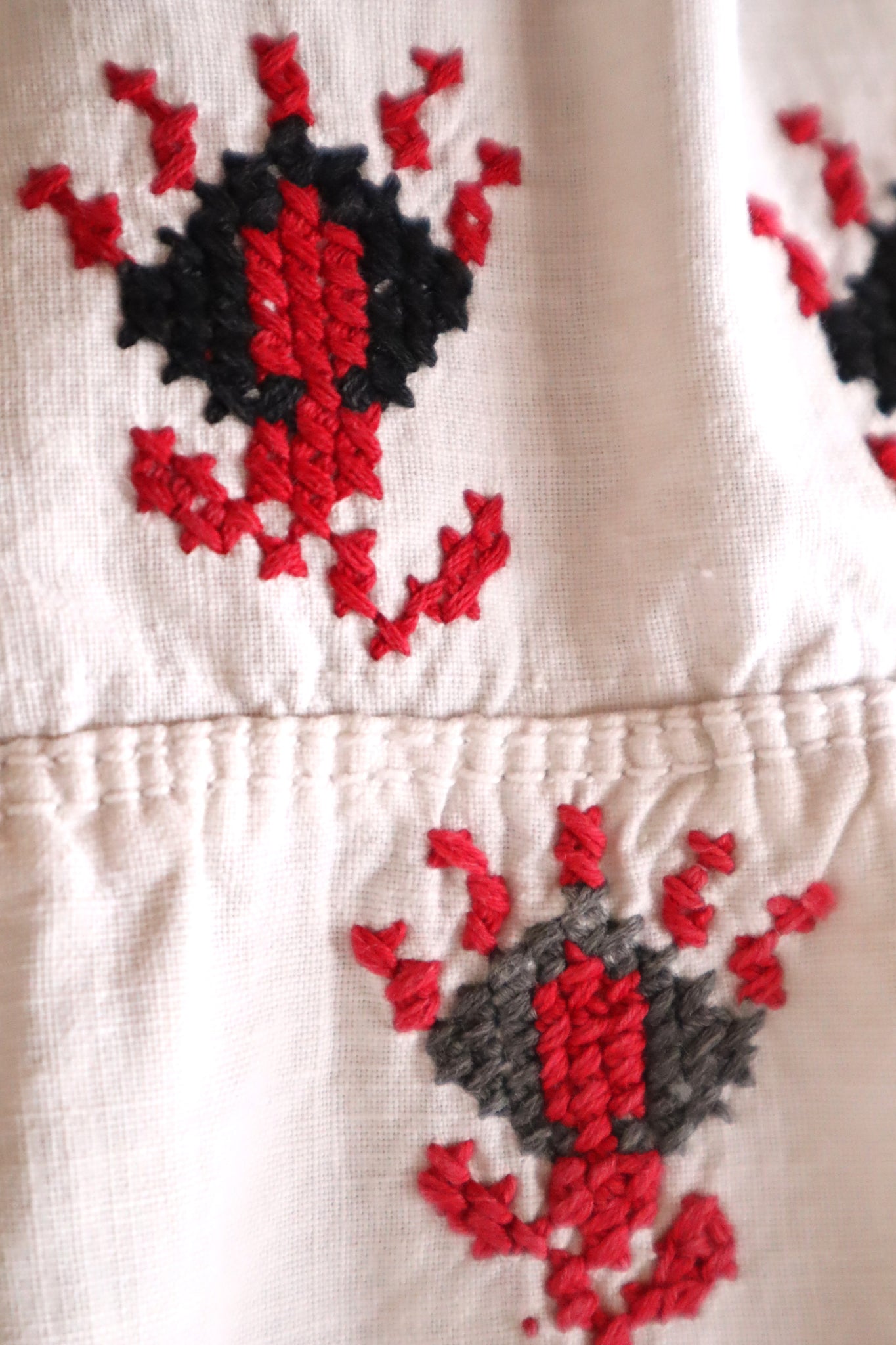1920s Ukrainian Hand-Embroidered Cotton Sorochka Dress
