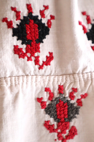 1920s Ukrainian Hand-Embroidered Cotton Sorochka Dress
