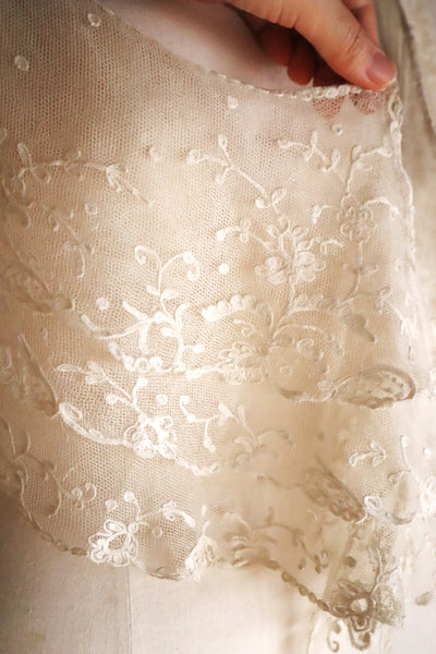 1900s Edwardian English Tambour Lace Yoke