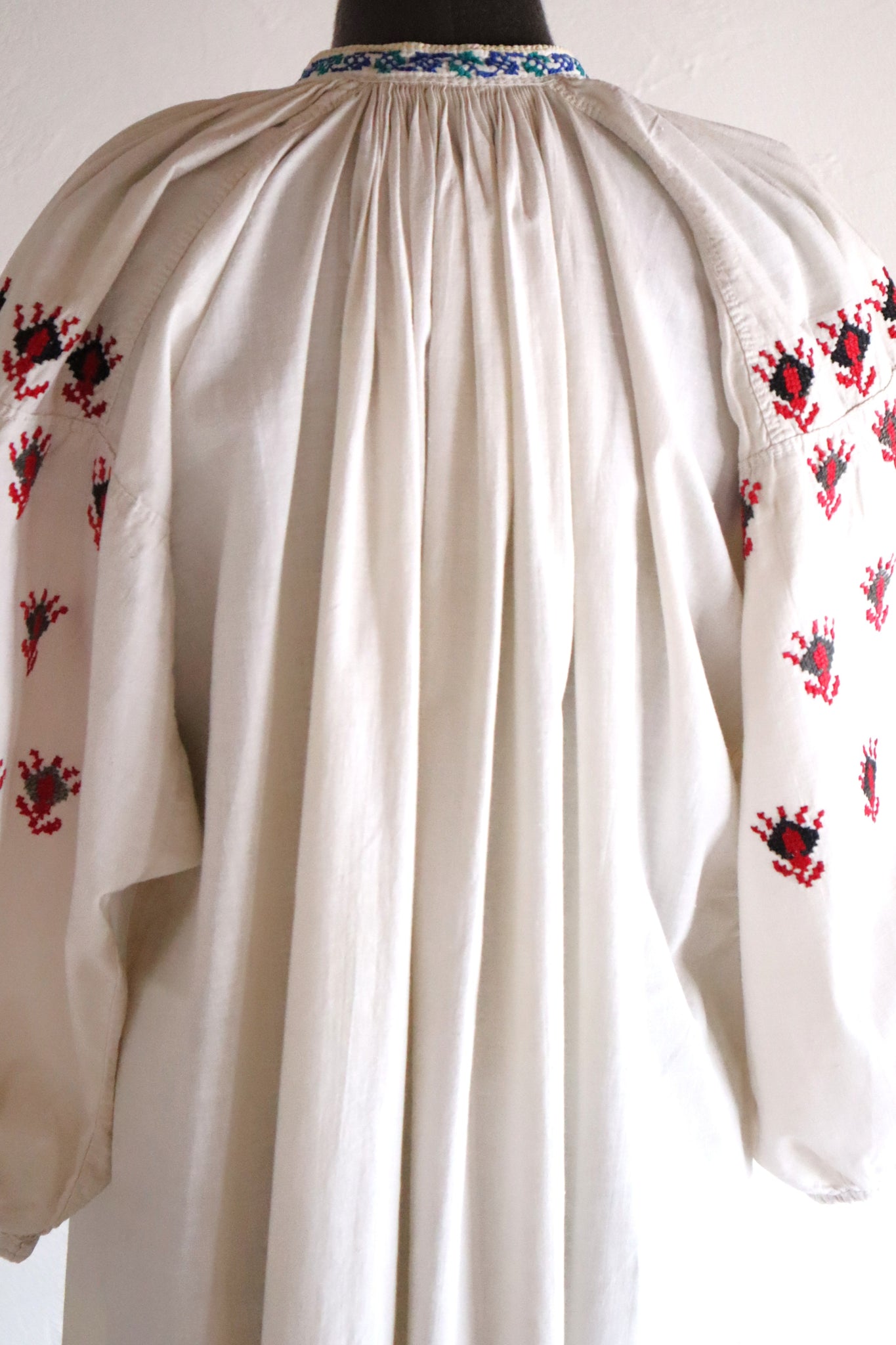 1920s Ukrainian Hand-Embroidered Cotton Sorochka Dress