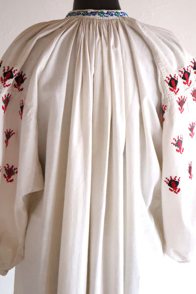 1920s Ukrainian Hand-Embroidered Cotton Sorochka Dress
