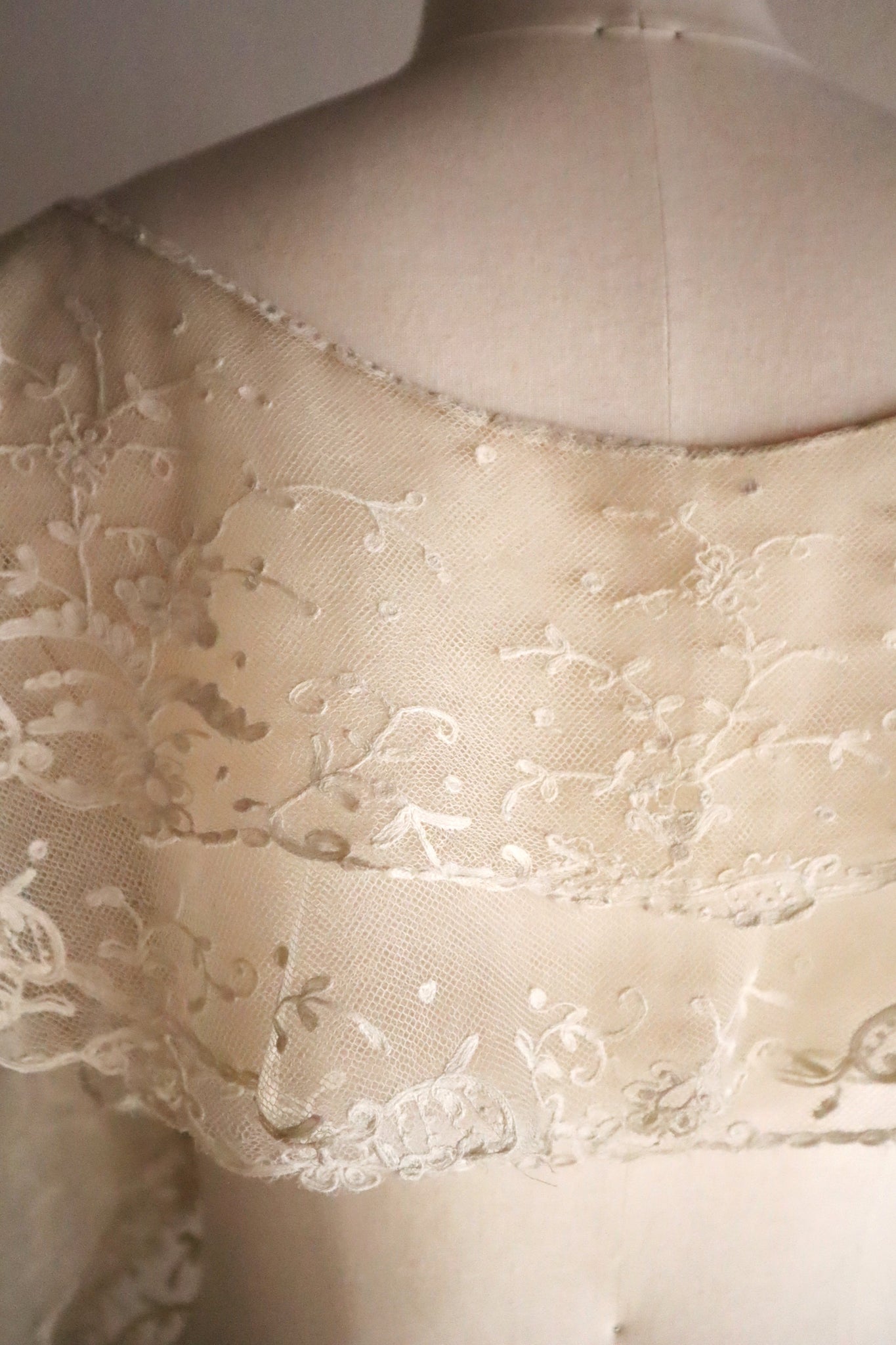 1900s Edwardian English Tambour Lace Yoke