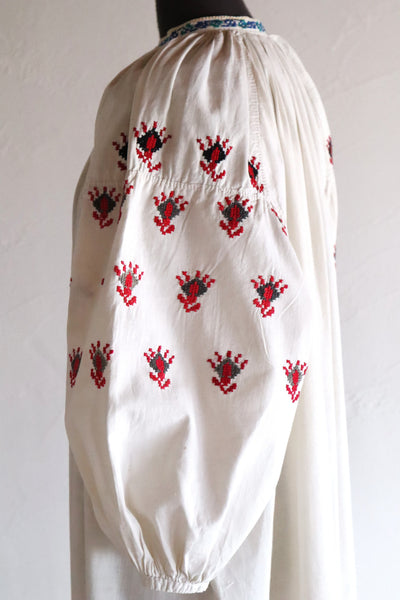 1920s Ukrainian Hand-Embroidered Cotton Sorochka Dress