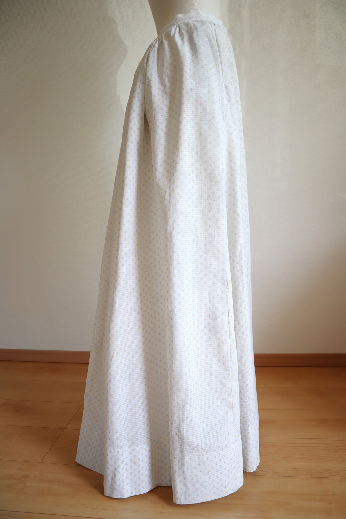 19th Victorian White Cotton Print Summer Skirt