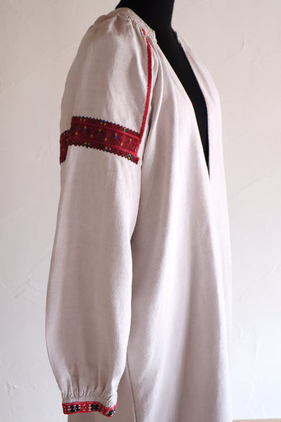 1890s–1910s Ukrainian Hand-Embroidered Homespun Linen Folk Dress
