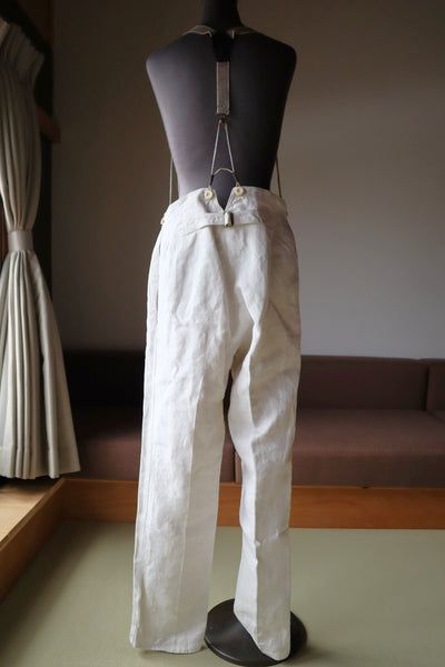 1920s French White Work Trousers - Paris Back Cinch