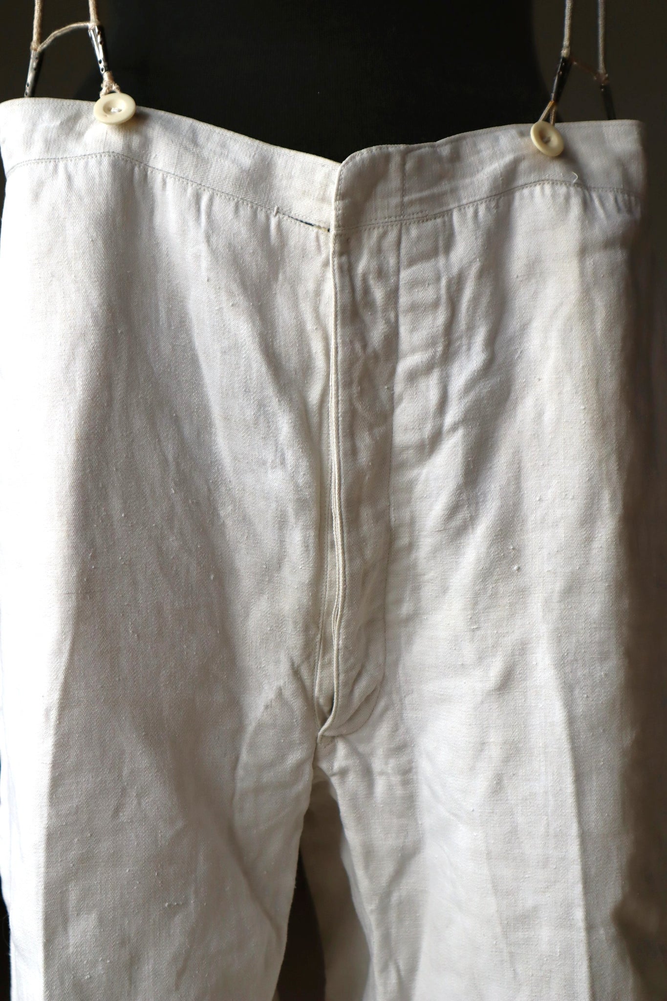 1920s French White Work Trousers - Paris Back Cinch
