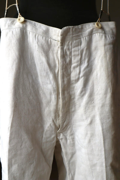 1920s French White Work Trousers - Paris Back Cinch