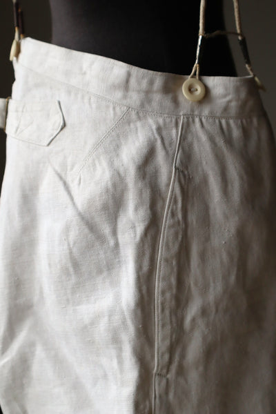 1920s French White Work Trousers - Paris Back Cinch