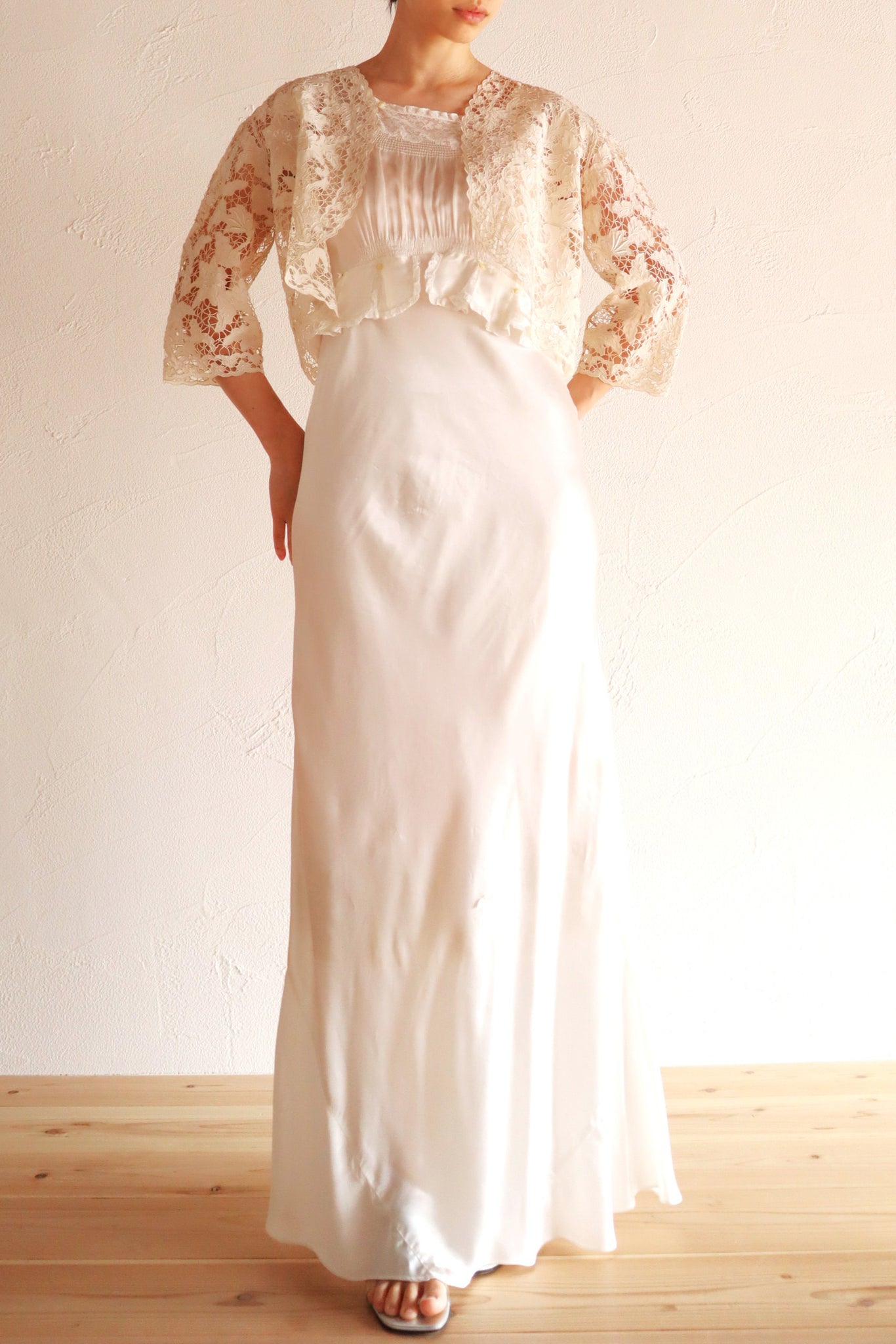 60s Embroidery Cutwork Lace Jacket