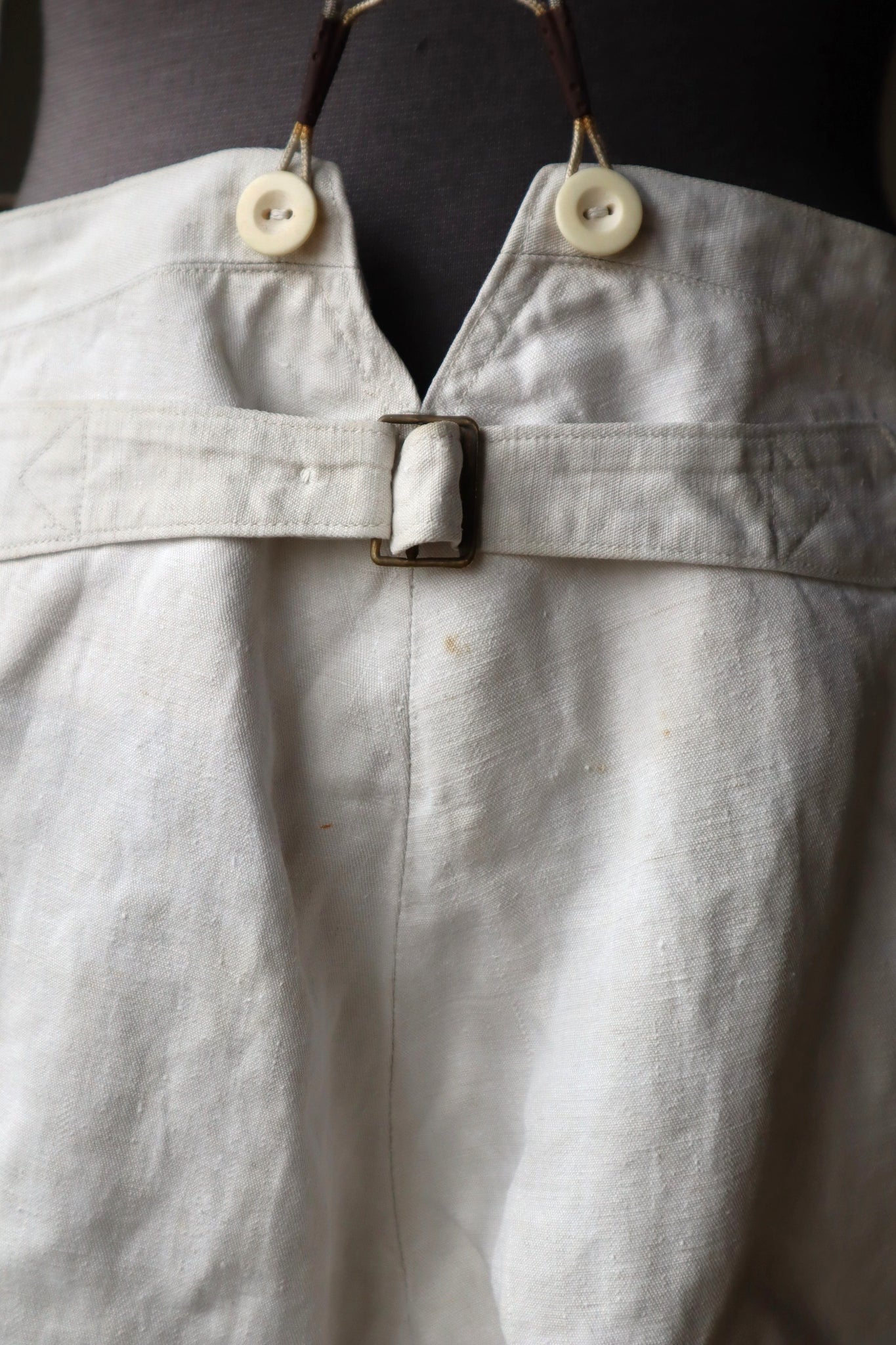 1920s French White Work Trousers - Paris Back Cinch