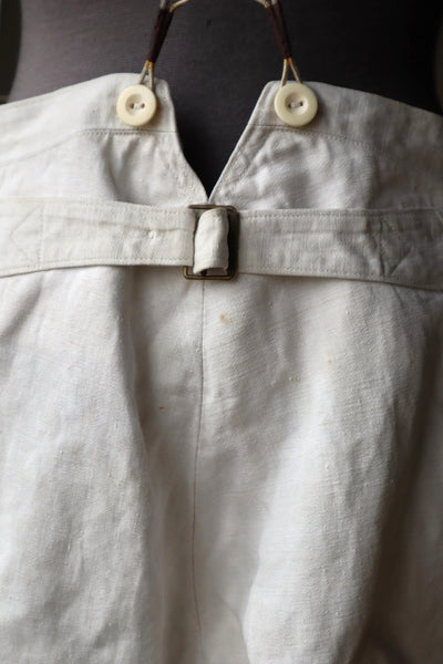1920s French White Work Trousers - Paris Back Cinch
