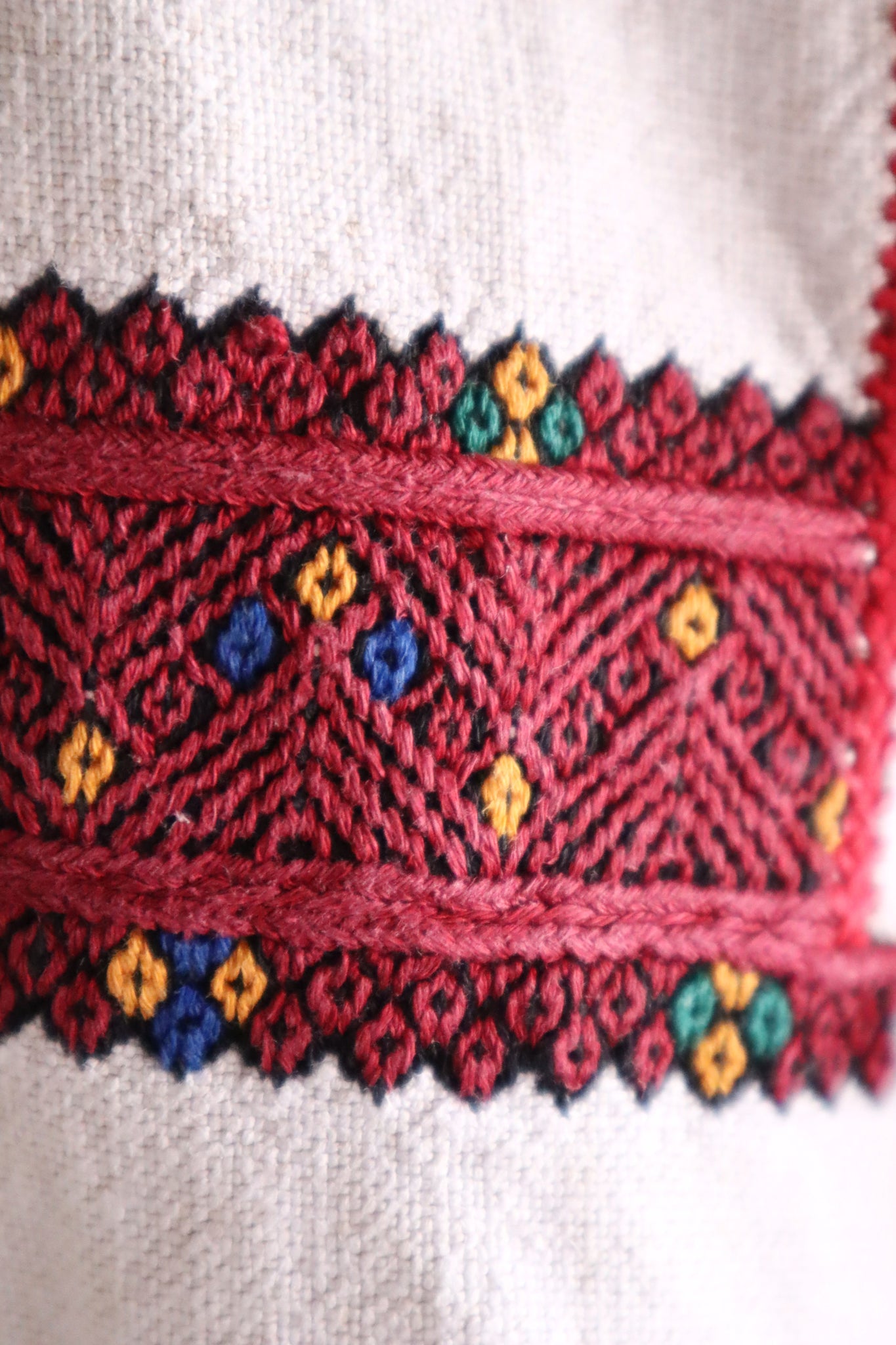 1890s–1910s Ukrainian Hand-Embroidered Homespun Linen Folk Dress