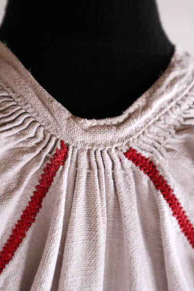1890s–1910s Ukrainian Hand-Embroidered Homespun Linen Folk Dress