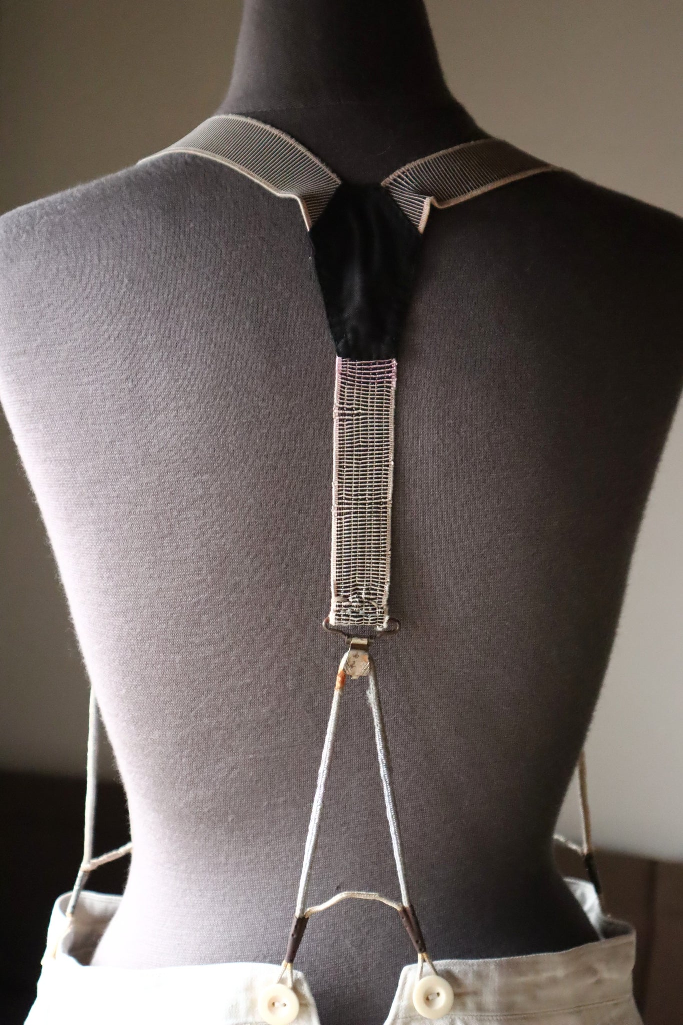 1920s French White Work Trousers - Paris Back Cinch