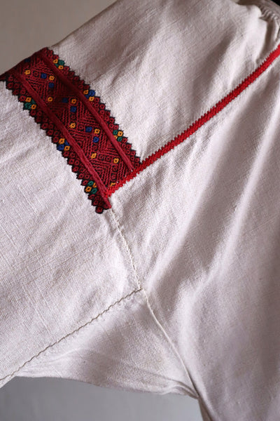 1890s–1910s Ukrainian Hand-Embroidered Homespun Linen Folk Dress