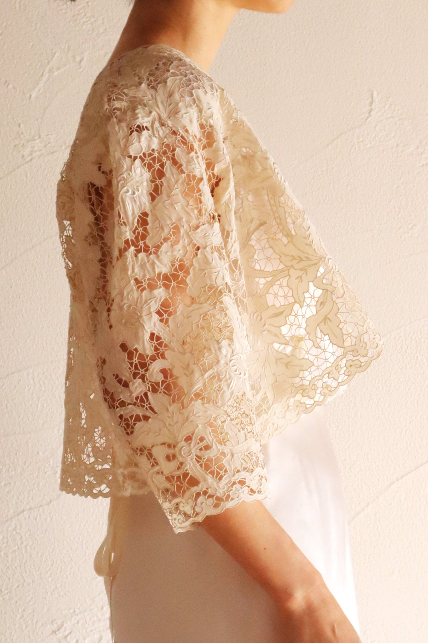 60s Embroidery Cutwork Lace Jacket