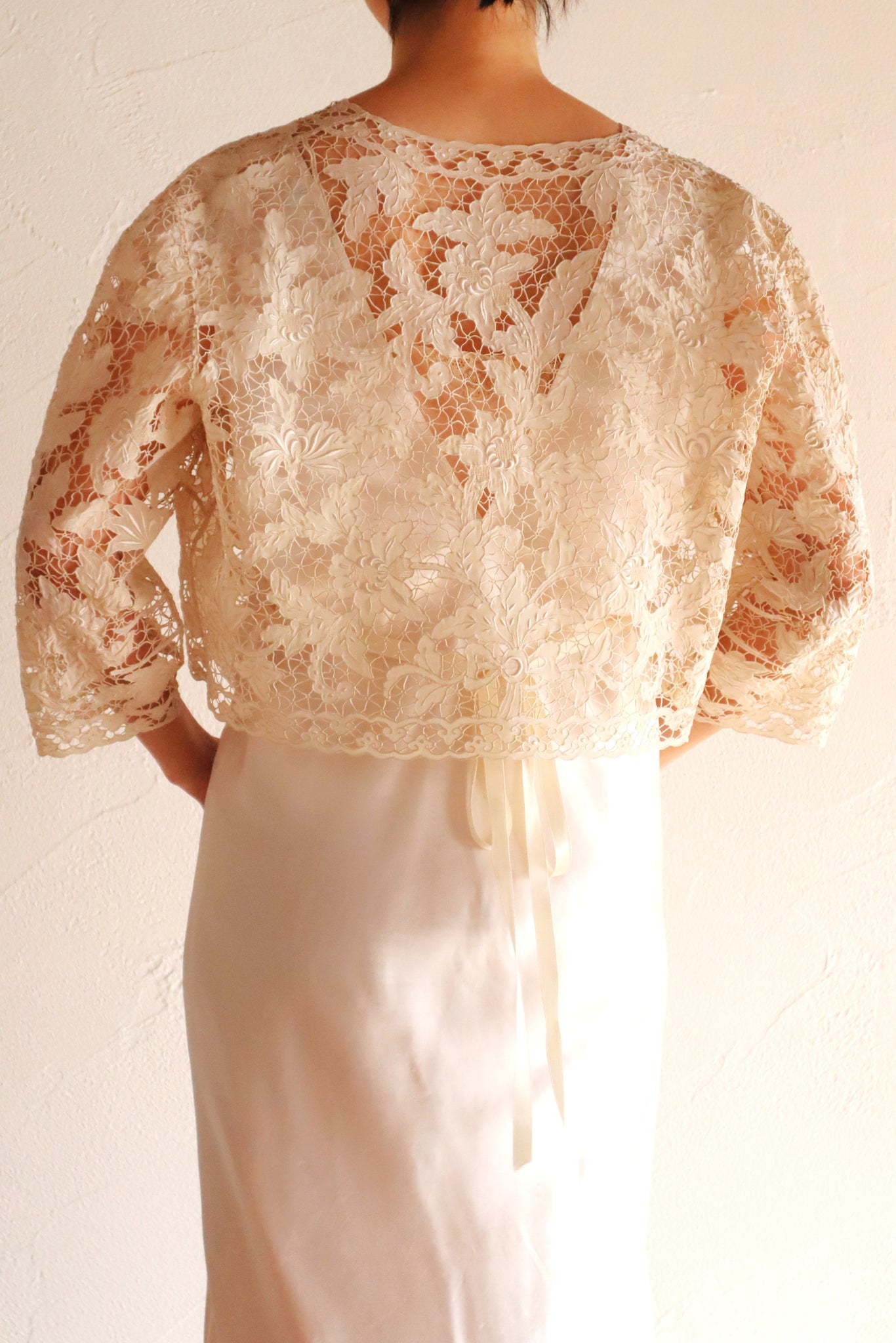 60s Embroidery Cutwork Lace Jacket
