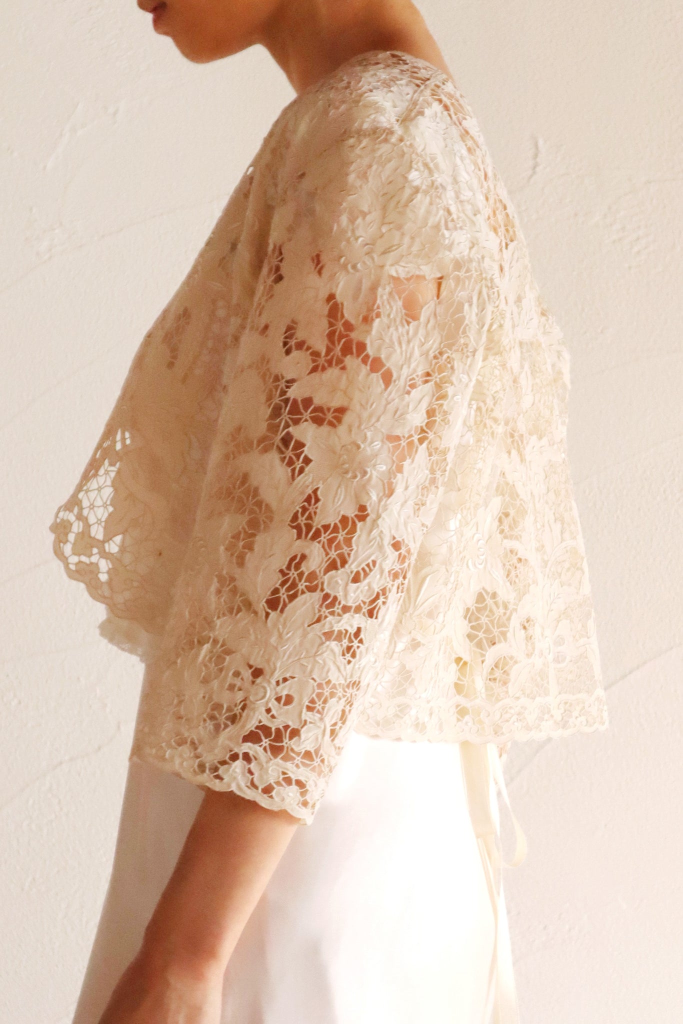 60s Embroidery Cutwork Lace Jacket