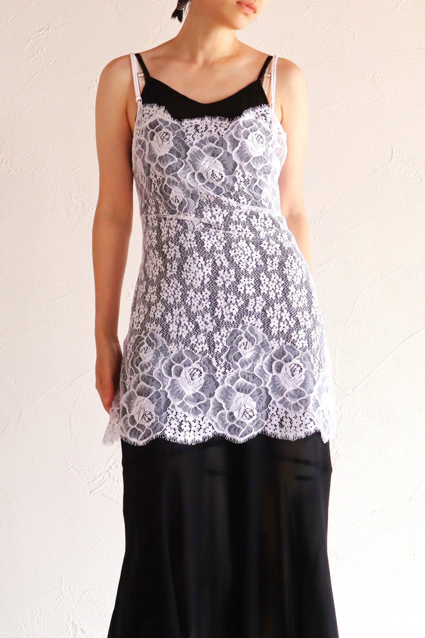 80s White Sheer Lace Camisole