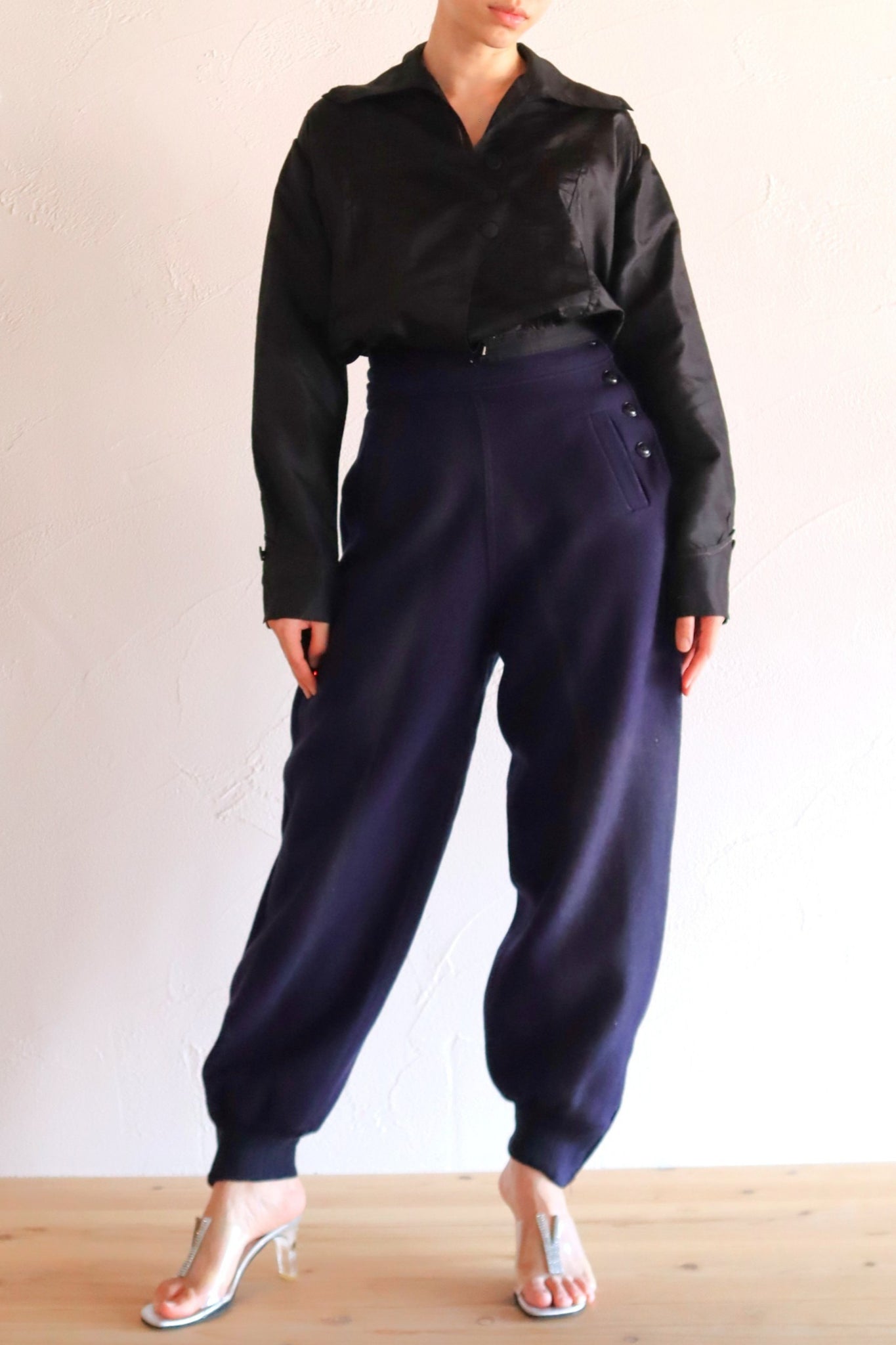 1900s–1910s Acorn Brand Black Silk Pigeon-Front Jacket