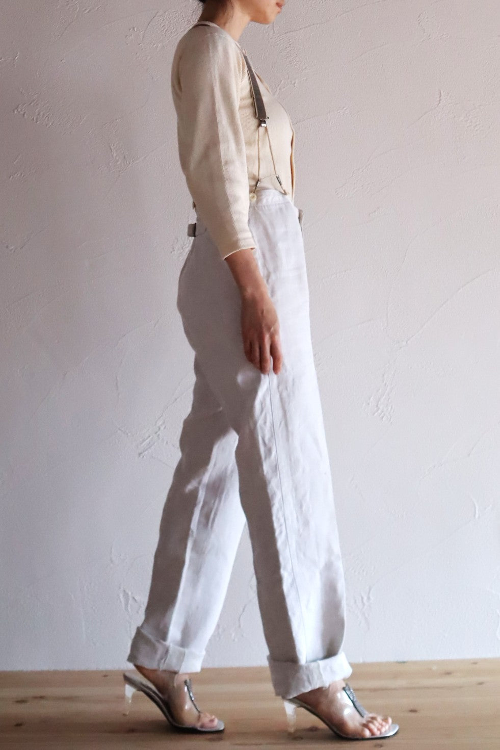 1920s French White Work Trousers - Paris Back Cinch