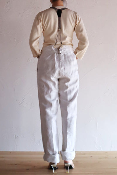 1920s French White Work Trousers - Paris Back Cinch