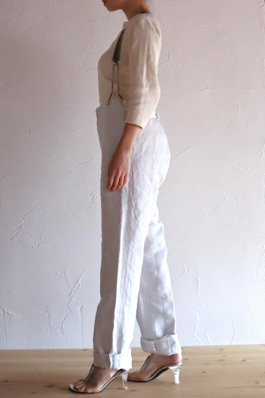 1920s French White Work Trousers - Paris Back Cinch