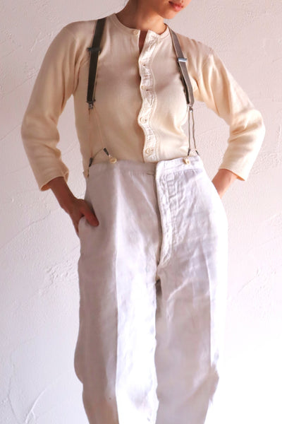 1920s French White Work Trousers - Paris Back Cinch