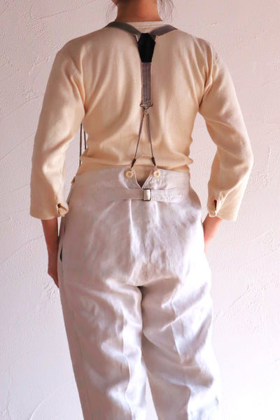 1920s French White Work Trousers - Paris Back Cinch