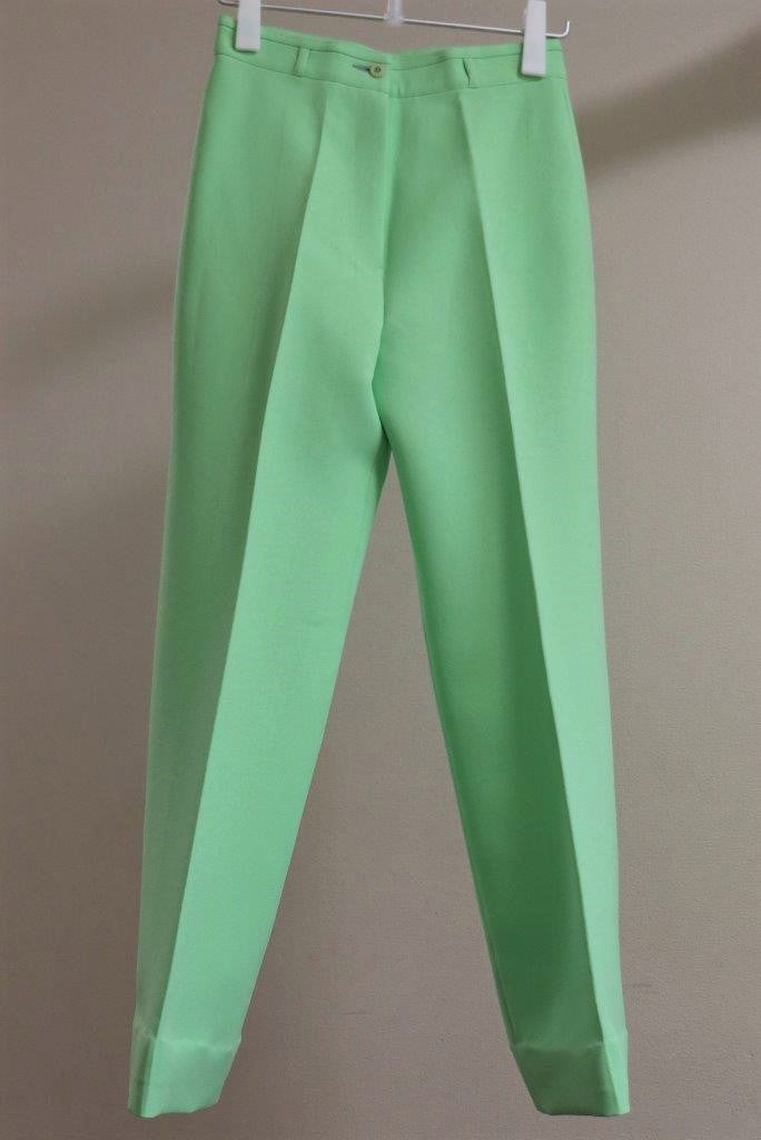 70s Light Pastel Green Flare Wide Leg Pants