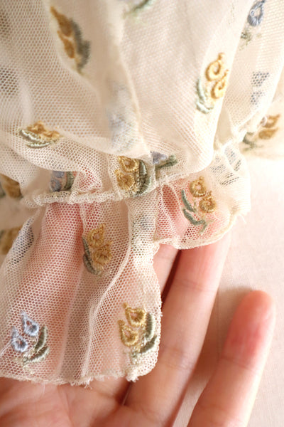 1930s Floral Embroidery Tulle Blouse