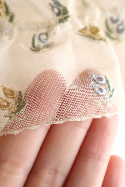 1930s Floral Embroidery Tulle Blouse