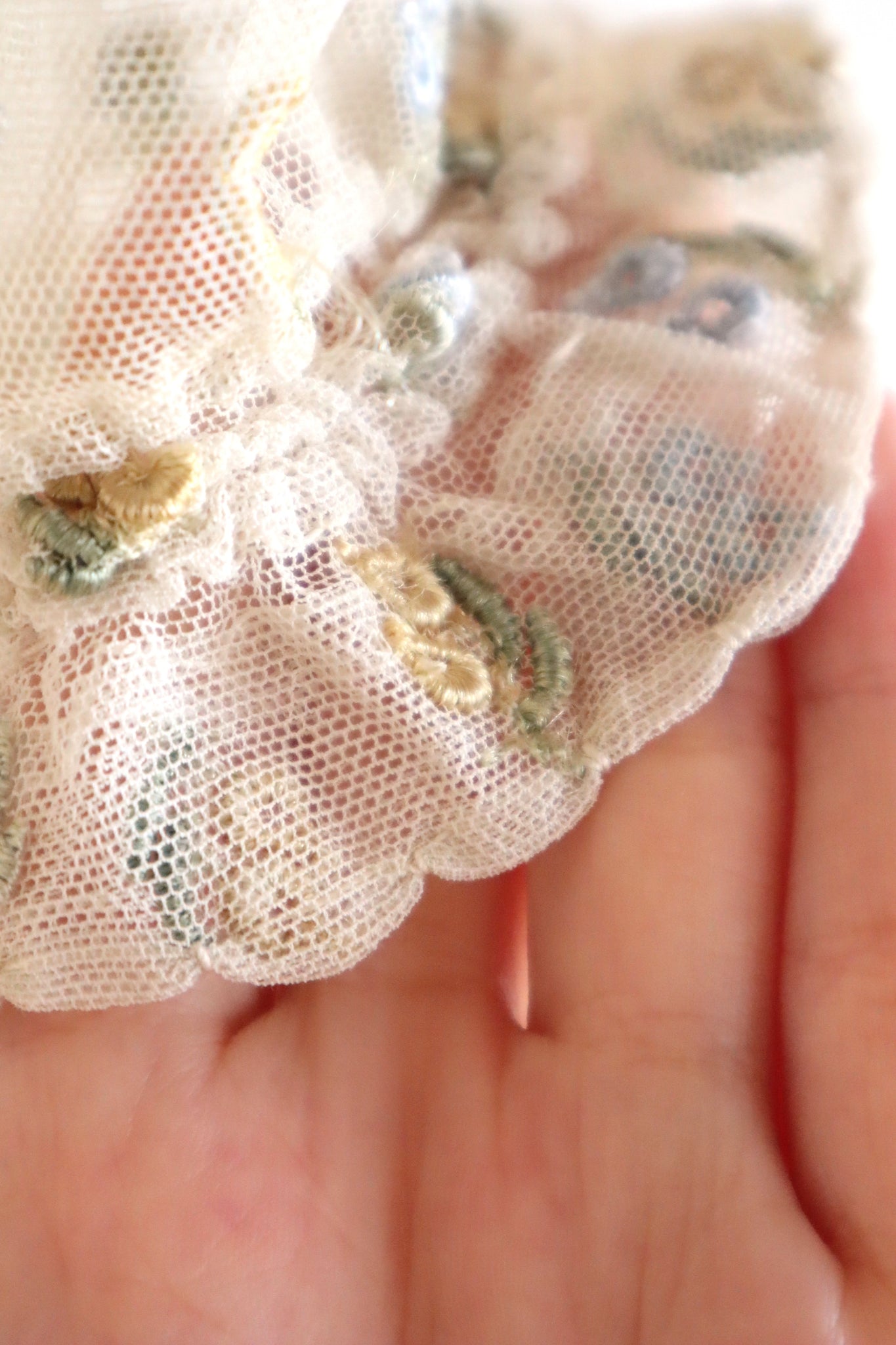 1930s Floral Embroidery Tulle Blouse