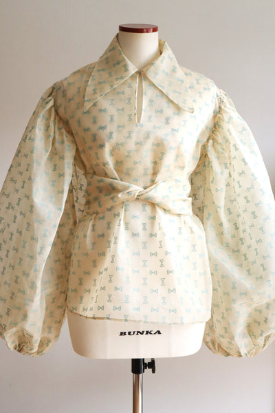 70s Balloon Sleeve Sheer Blouse