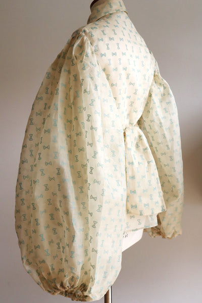 70s Balloon Sleeve Sheer Blouse